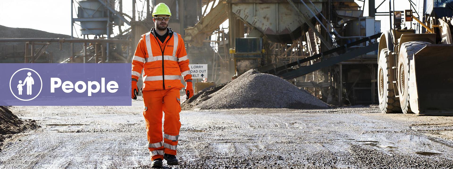 Trainee supervisor Reece Phillips at Barton quarry in Staffordshire.. 